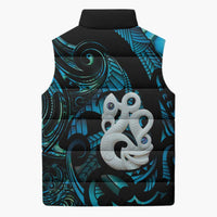 Manaia New Zealand Matariki Sleeveless Puffer Jacket NZ Paua Shell Maori Art