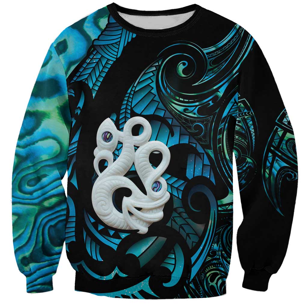Manaia New Zealand Matariki Sweatshirt NZ Paua Shell Maori Art LT14 Unisex Turquoise - Polynesian Pride