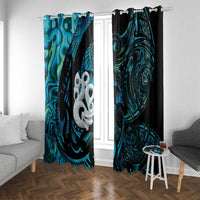 Manaia New Zealand Matariki Window Curtain NZ Paua Shell Maori Art LT14 With Grommets Turquoise - Polynesian Pride