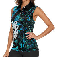 Manaia New Zealand Matariki Women Sleeveless Polo Shirt NZ Paua Shell Maori Art