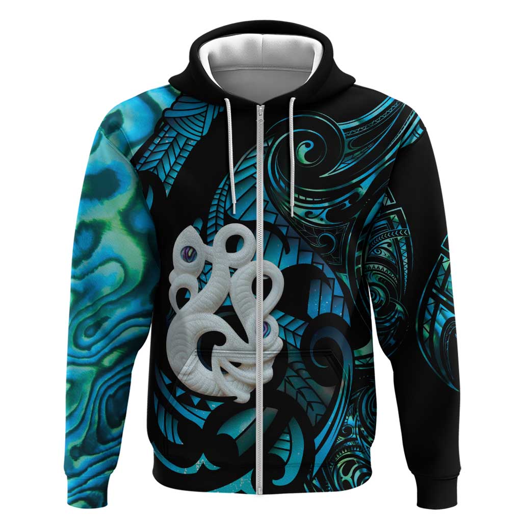 Manaia New Zealand Matariki Zip Hoodie NZ Paua Shell Maori Art