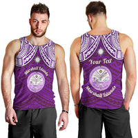 Personalised Marshall Islands Men Tank Top Purple Polynesian Tribal Mix Coat Of Arms LT14 - Polynesian Pride