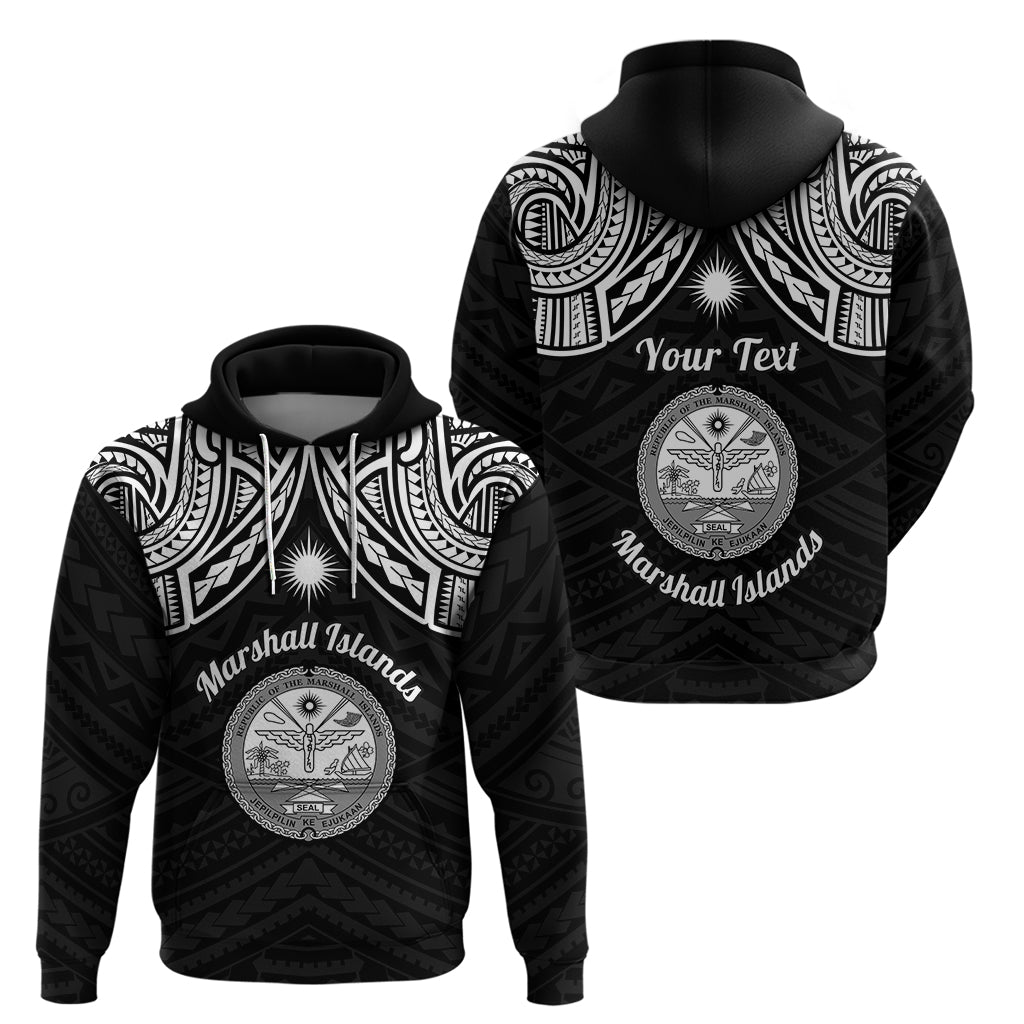 Custom Marshall Islands Hoodie Black Polynesian Tribal Mix Coat of Arms LT14 - Polynesian Pride