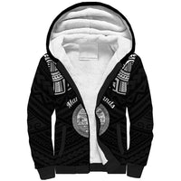 Personalised Marshall Islands Sherpa Hoodie Black Polynesian Tribal Mix Coat Of Arms LT14 Unisex Black - Polynesian Pride