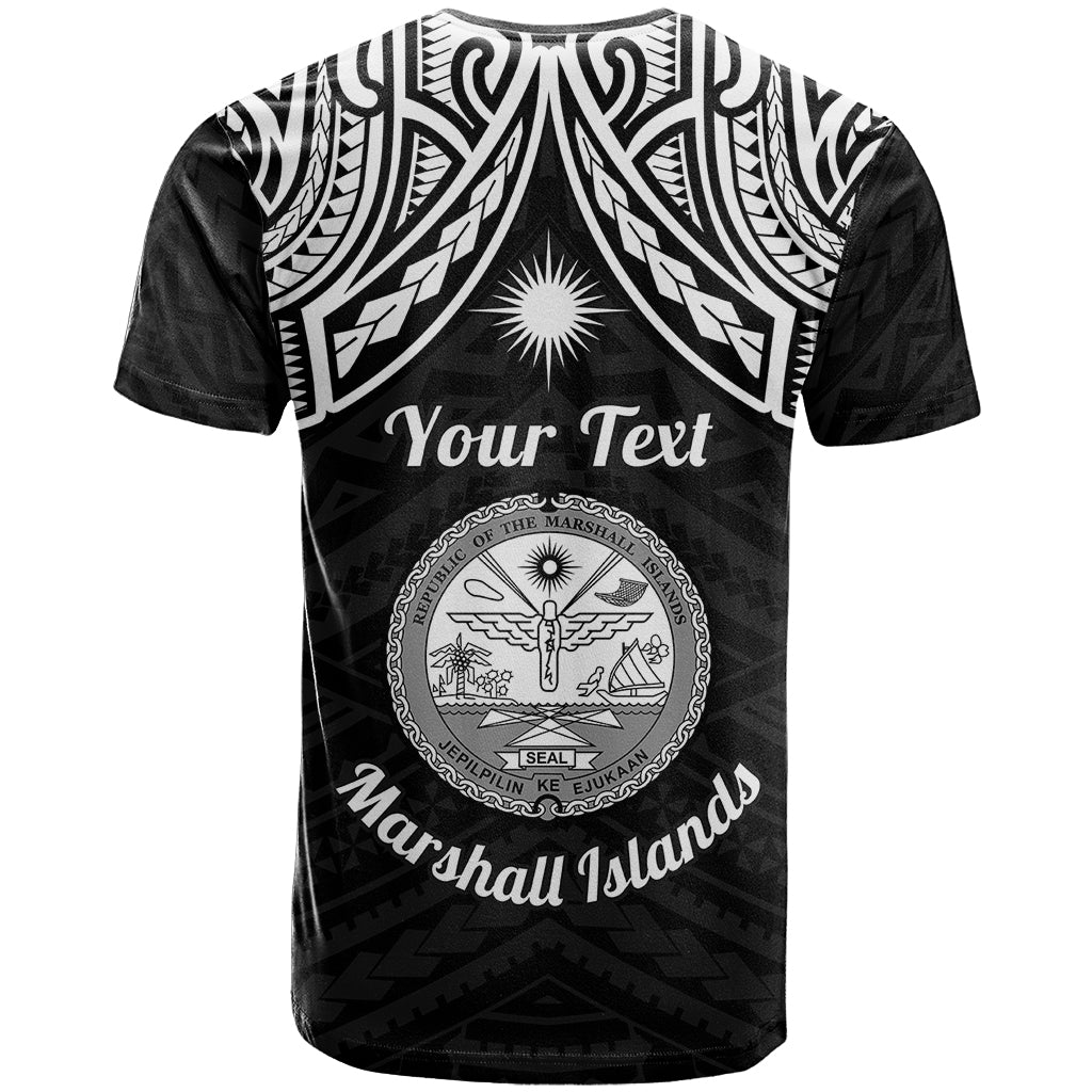 Custom Marshall Islands T Shirt Black Polynesian Tribal Mix Coat Of Arms LT14 - Polynesian Pride