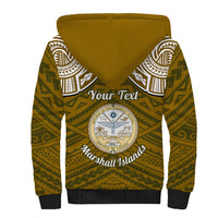Personalised Marshall Islands Sherpa Hoodie Gold Polynesian Tribal Mix Coat Of Arms LT14 - Polynesian Pride