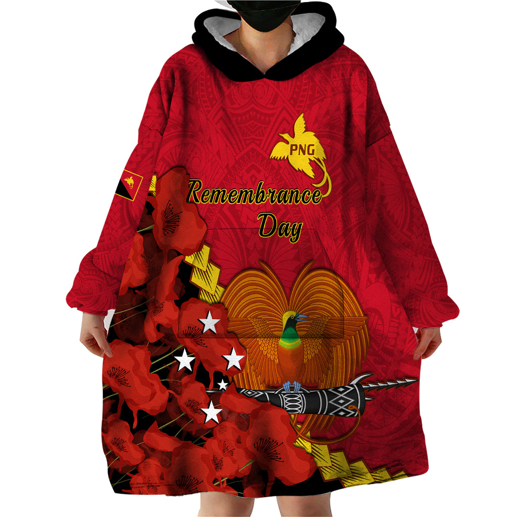 Polynesian Pride Remembrance Day PNG Wearable Blanket Hoodie Papua New Guinea We Will Remember Them LT14 - Polynesian Pride