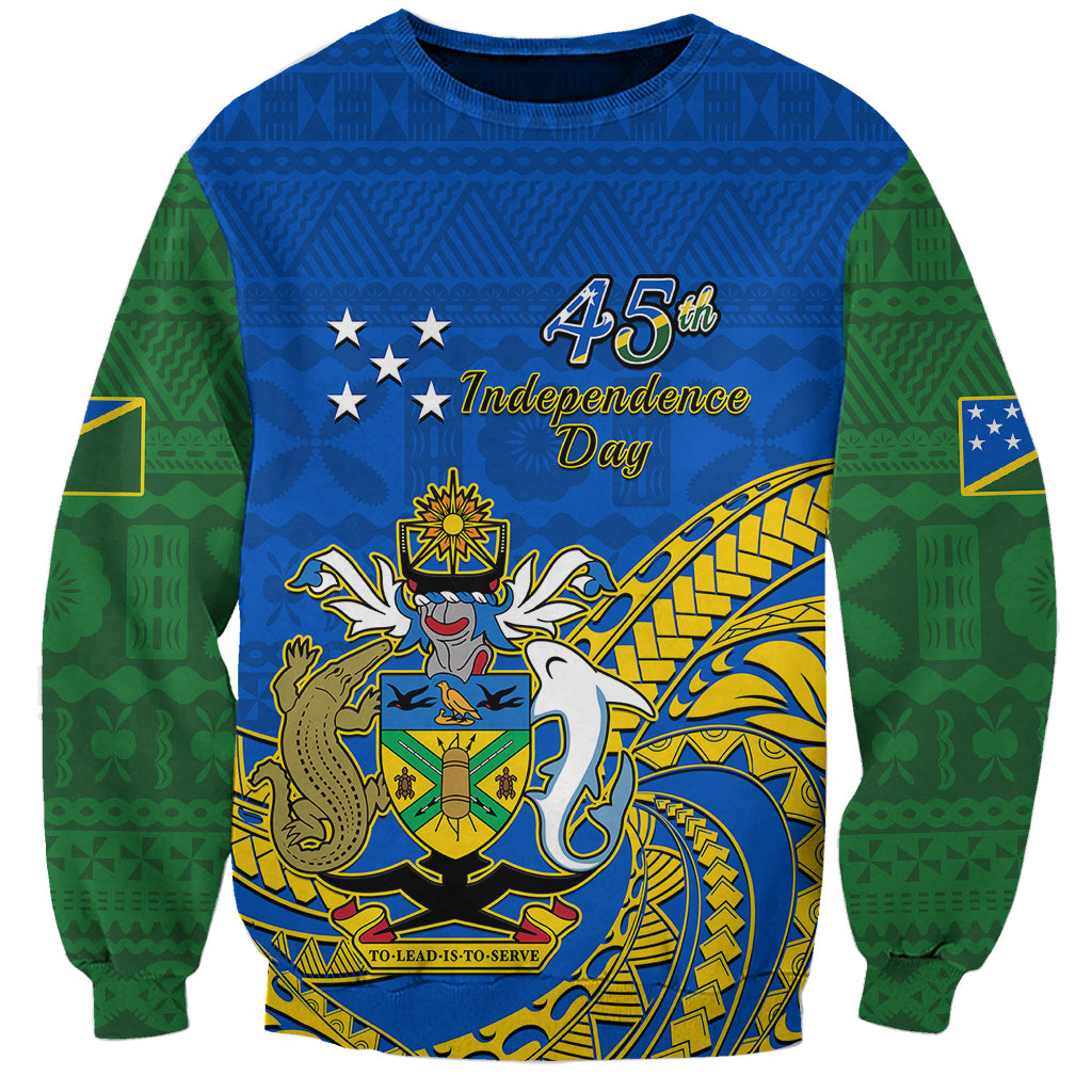 Personalised Independence Day Solomon Islands Sweatshirt Happy 45th Anniversary LT14 Unisex Blue - Polynesian Pride