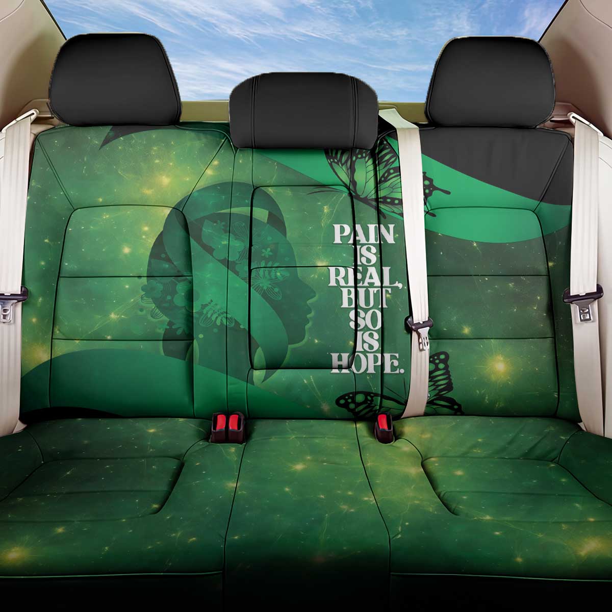 World Mental Health Awareness Month Back Car Seat Cover Warriors Brave Strong Galaxy Vibes