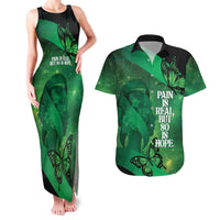 Personalised World Mental Health Awareness Month Couples Matching Tank Maxi Dress and Hawaiian Shirt Warriors Brave Strong Galaxy Vibes LT14 Green - Polynesian Pride