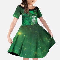 Personalised World Mental Health Awareness Month Family Matching Summer Maxi Dress and Hawaiian Shirt Warriors Brave Strong Galaxy Vibes LT14 Daughter's Dress Green - Polynesian Pride