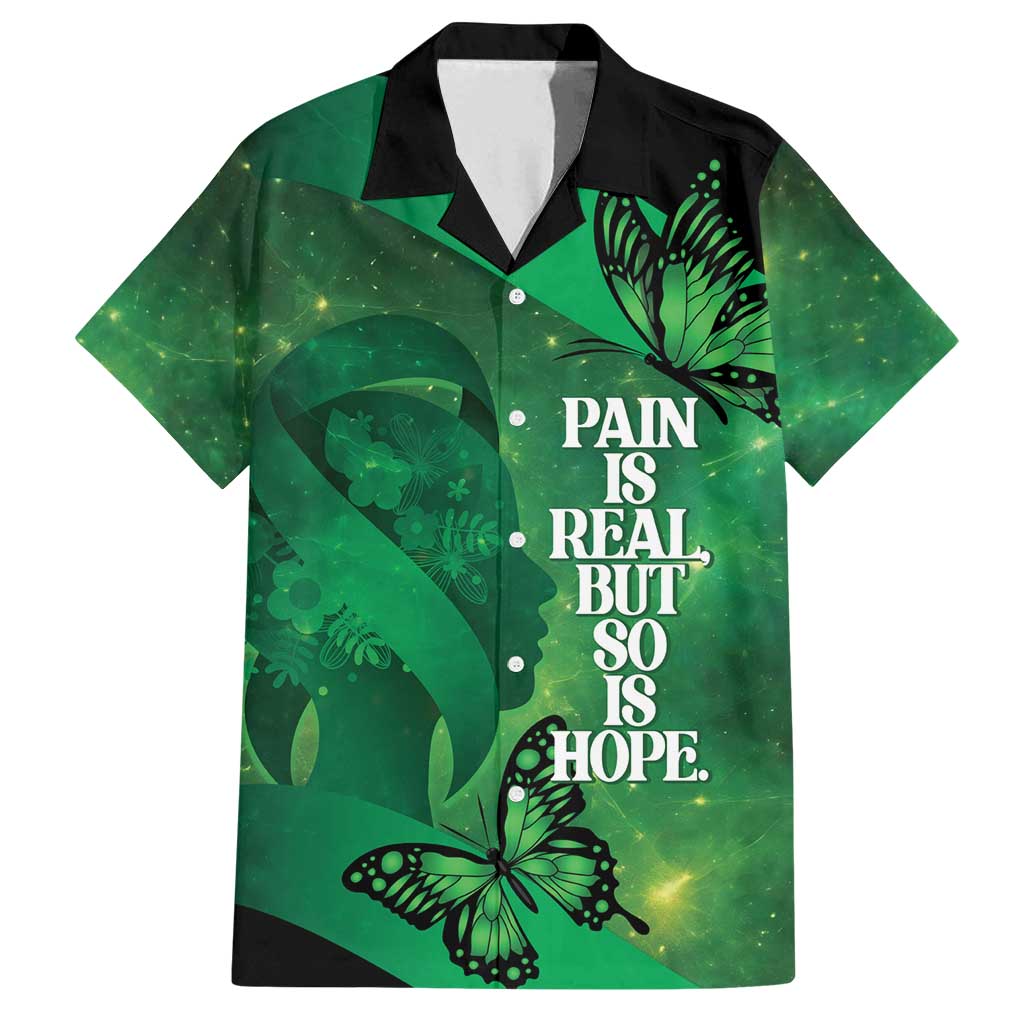 Personalised World Mental Health Awareness Month Family Matching Summer Maxi Dress and Hawaiian Shirt Warriors Brave Strong Galaxy Vibes LT14 Dad's Shirt - Short Sleeve Green - Polynesian Pride