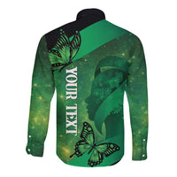 Personalised World Mental Health Awareness Month Long Sleeve Button Shirt Warriors Brave Strong Galaxy Vibes