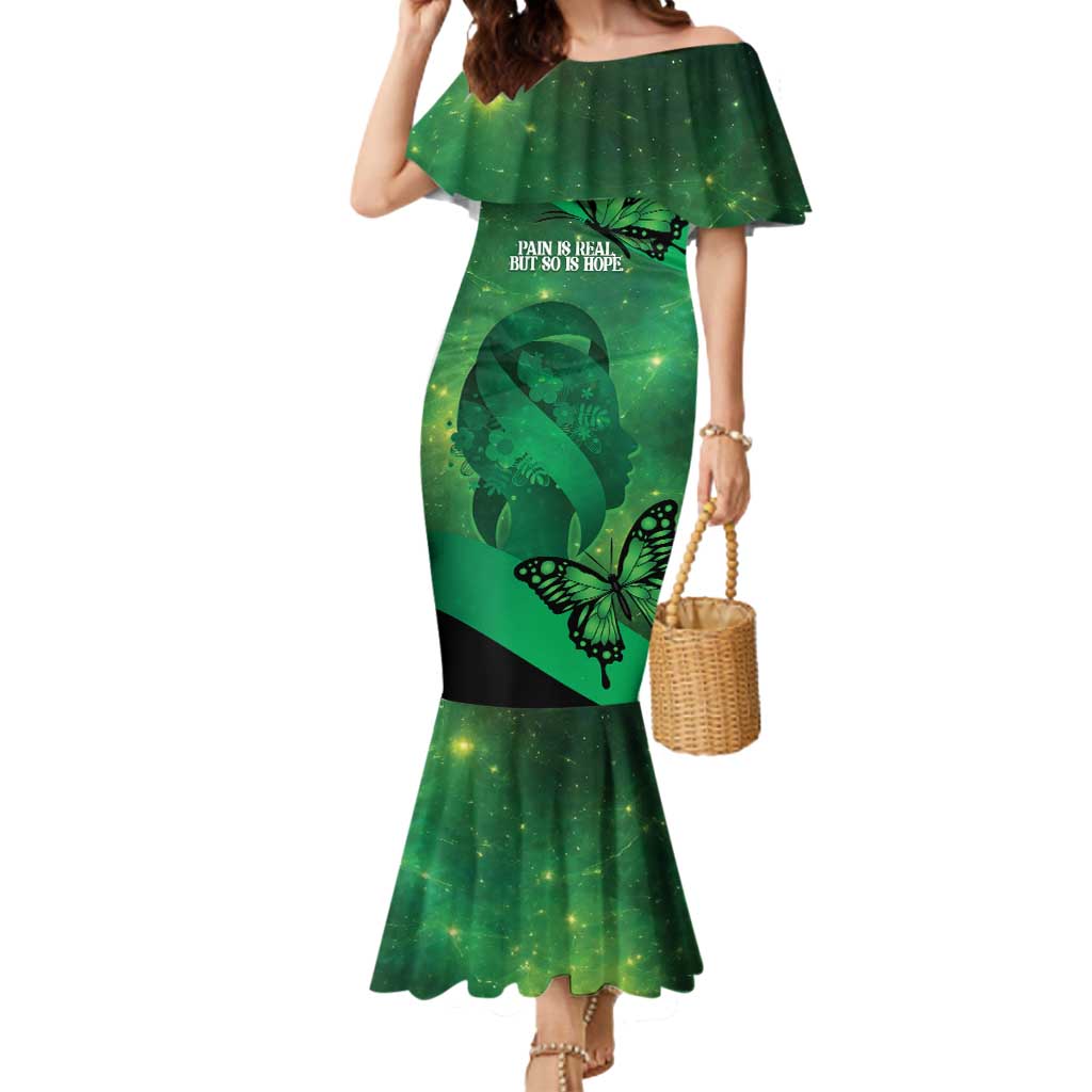 Personalised World Mental Health Awareness Month Mermaid Dress Warriors Brave Strong Galaxy Vibes