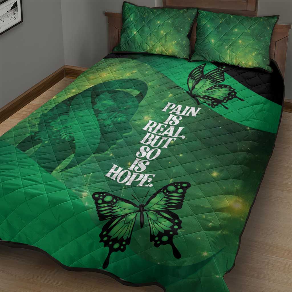 World Mental Health Awareness Month Quilt Bed Set Warriors Brave Strong Galaxy Vibes