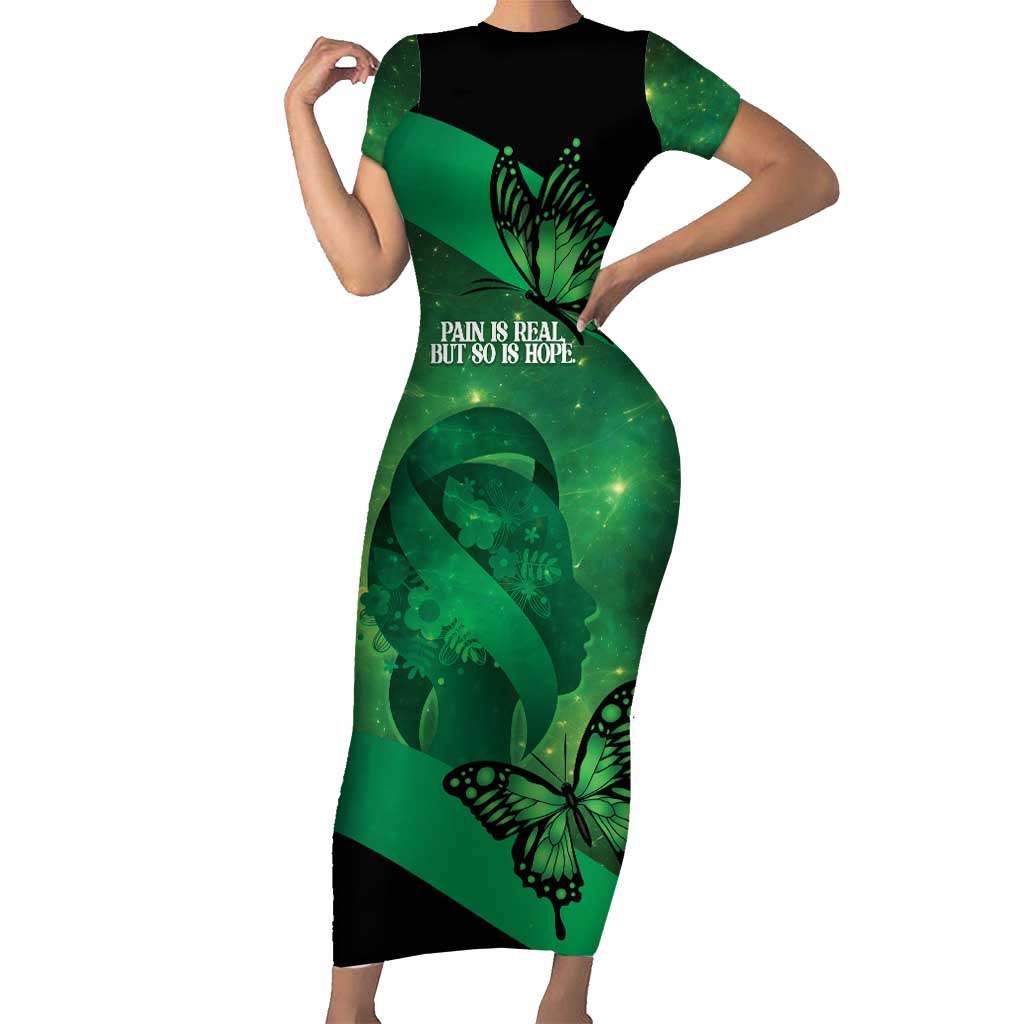 Personalised World Mental Health Awareness Month Short Sleeve Bodycon Dress Warriors Brave Strong Galaxy Vibes
