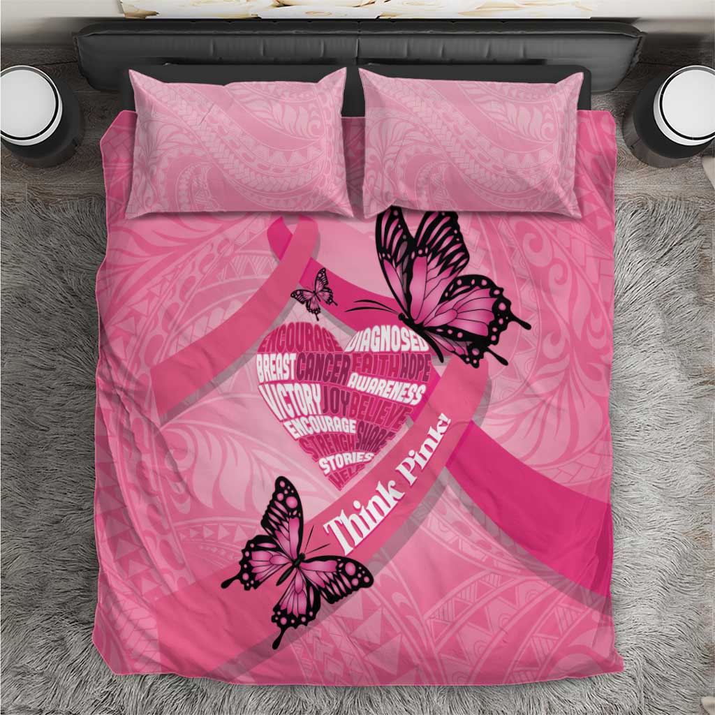 Polynesia Breast Cancer Awareness Month Bedding Set Pink Ribbon Mix Butterflies