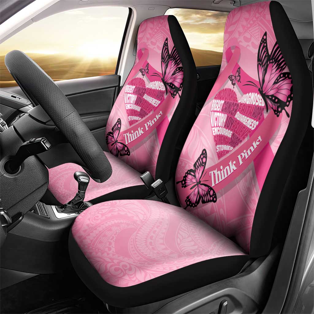 Polynesia Breast Cancer Awareness Month Car Seat Cover Pink Ribbon Mix Butterflies
