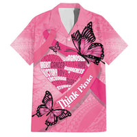 Polynesia Breast Cancer Awareness Month Family Matching Off Shoulder Maxi Dress and Hawaiian Shirt Pink Ribbon Mix Butterflies