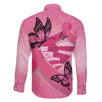 Polynesia Breast Cancer Awareness Month Family Matching Off Shoulder Short Dress and Hawaiian Shirt Pink Ribbon Mix Butterflies
