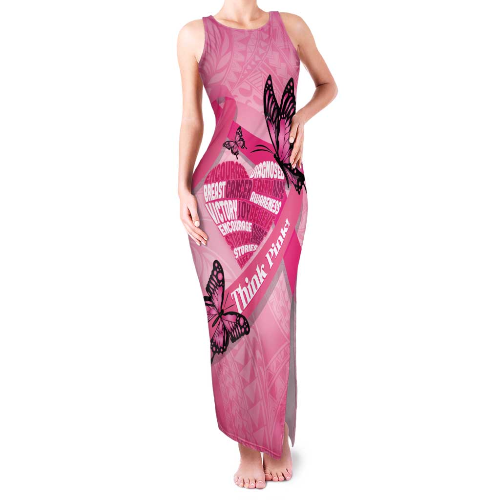 Polynesia Breast Cancer Awareness Month Family Matching Tank Maxi Dress and Hawaiian Shirt Pink Ribbon Mix Butterflies