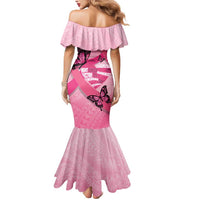 Polynesia Breast Cancer Awareness Month Mermaid Dress Pink Ribbon Mix Butterflies