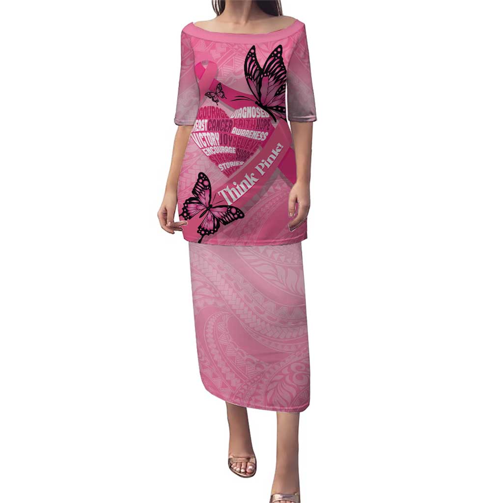 Polynesia Breast Cancer Awareness Month Puletasi Pink Ribbon Mix Butterflies