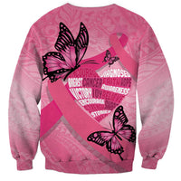 Polynesia Breast Cancer Awareness Month Sweatshirt Pink Ribbon Mix Butterflies