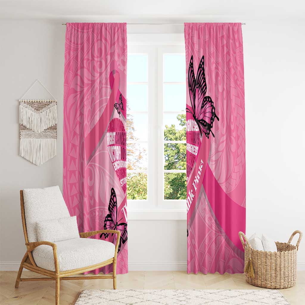 Polynesia Breast Cancer Awareness Month Window Curtain Pink Ribbon Mix Butterflies