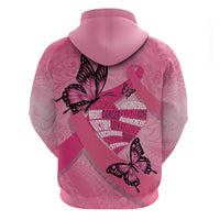 Polynesia Breast Cancer Awareness Month Zip Hoodie Pink Ribbon Mix Butterflies