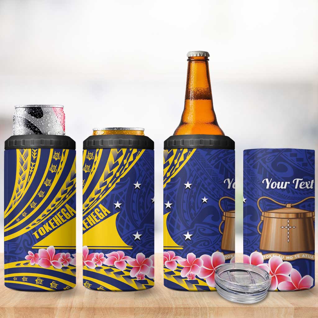 Personalised Tokelau Tokehega Day 4 in 1 Can Cooler Tumbler Tokelauan Tatau Flag Color - Polynesian Pride