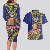 Personalised Tokelau Tokehega Day Couples Matching Long Sleeve Bodycon Dress and Hawaiian Shirt Tokelauan Tatau Flag Color - Polynesian Pride