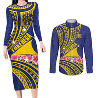 Personalised Tokelau Tokehega Day Couples Matching Long Sleeve Bodycon Dress and Long Sleeve Button Shirt Tokelauan Tatau Flag Color - Polynesian Pride