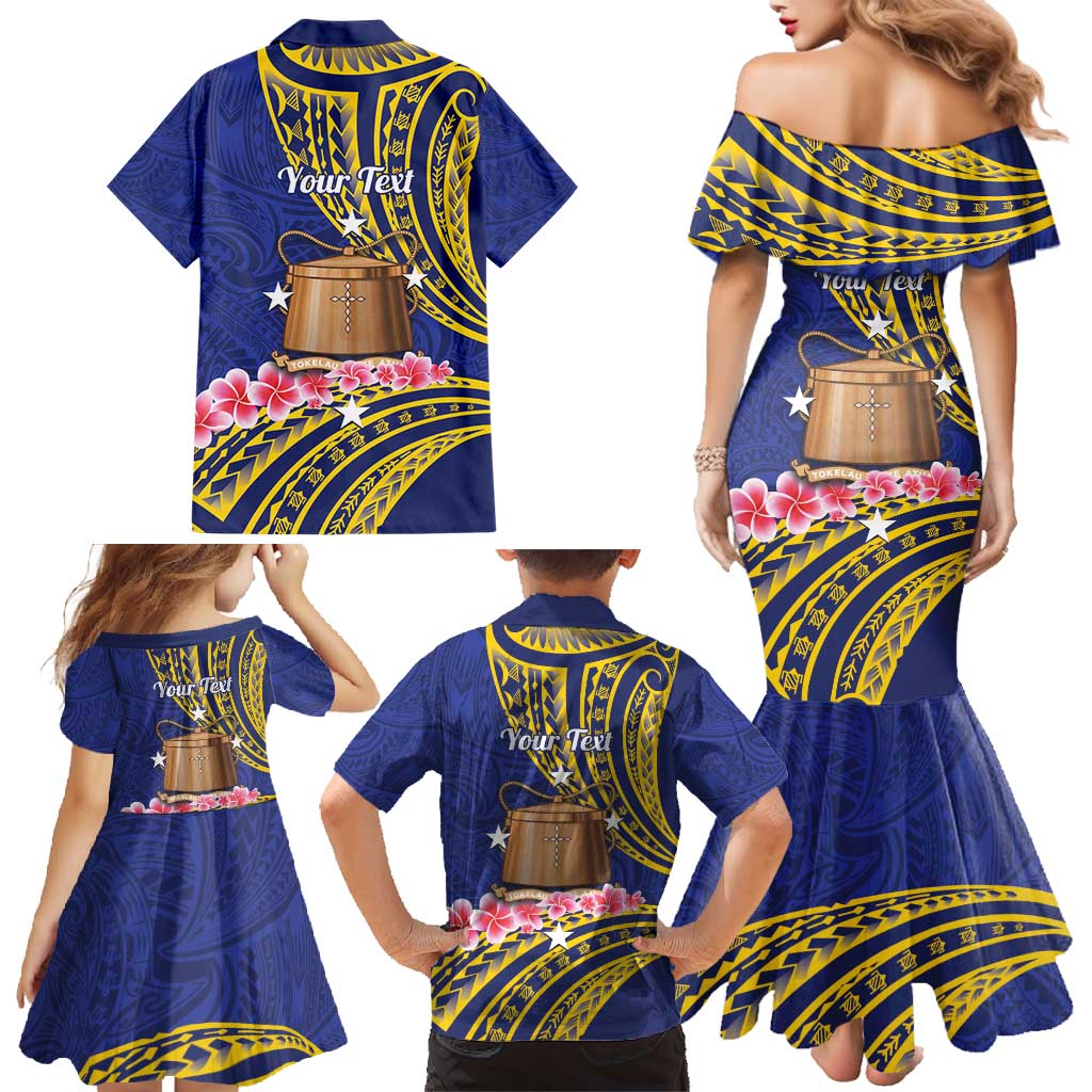 Personalised Tokelau Tokehega Day Family Matching Mermaid Dress and Hawaiian Shirt Tokelauan Tatau Flag Color - Polynesian Pride