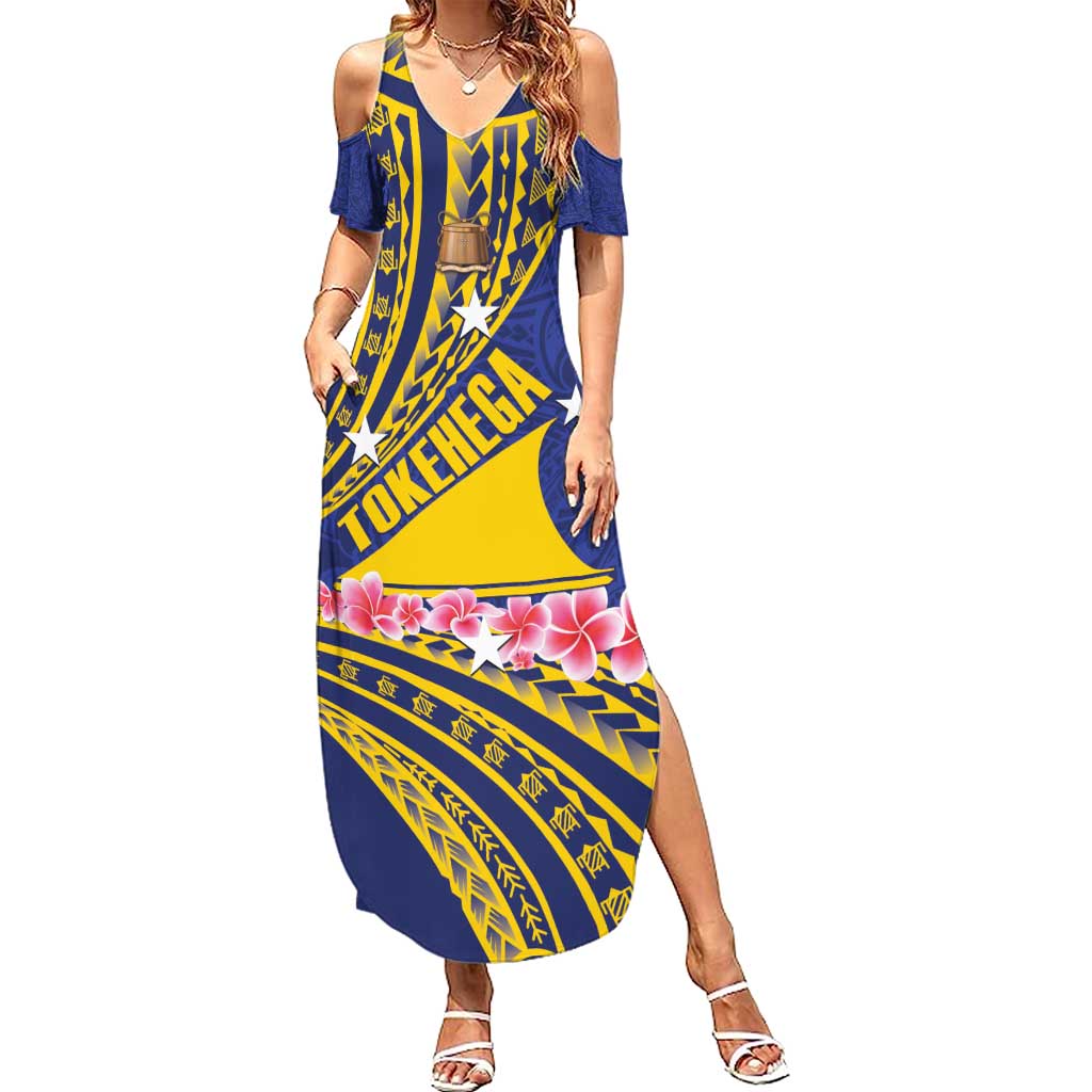 Personalised Tokelau Tokehega Day Family Matching Summer Maxi Dress and Hawaiian Shirt Tokelauan Tatau Flag Color - Polynesian Pride
