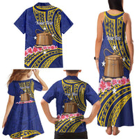 Personalised Tokelau Tokehega Day Family Matching Tank Maxi Dress and Hawaiian Shirt Tokelauan Tatau Flag Color - Polynesian Pride