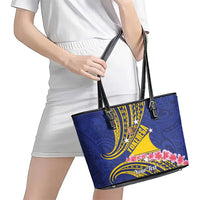 Personalised Tokelau Tokehega Day Leather Tote Bag Tokelauan Tatau Flag Color - Polynesian Pride