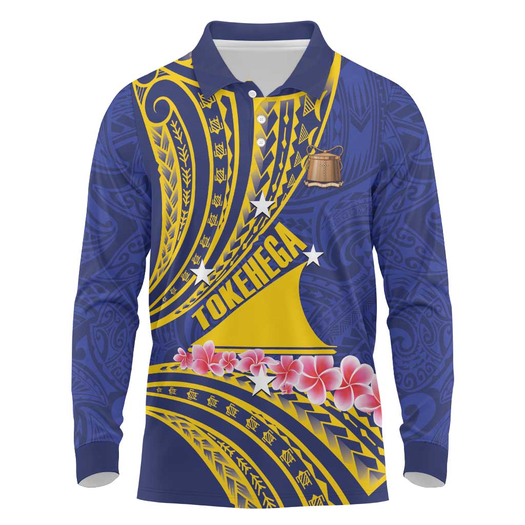 Personalised Tokelau Tokehega Day Long Sleeve Polo Shirt Tokelauan Tatau Flag Color - Polynesian Pride
