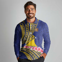 Personalised Tokelau Tokehega Day Long Sleeve Polo Shirt Tokelauan Tatau Flag Color - Polynesian Pride
