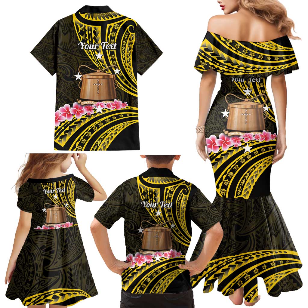Personalised Tokelau Tokehega Day Family Matching Mermaid Dress and Hawaiian Shirt Tokelauan Tatau Black Color - Polynesian Pride
