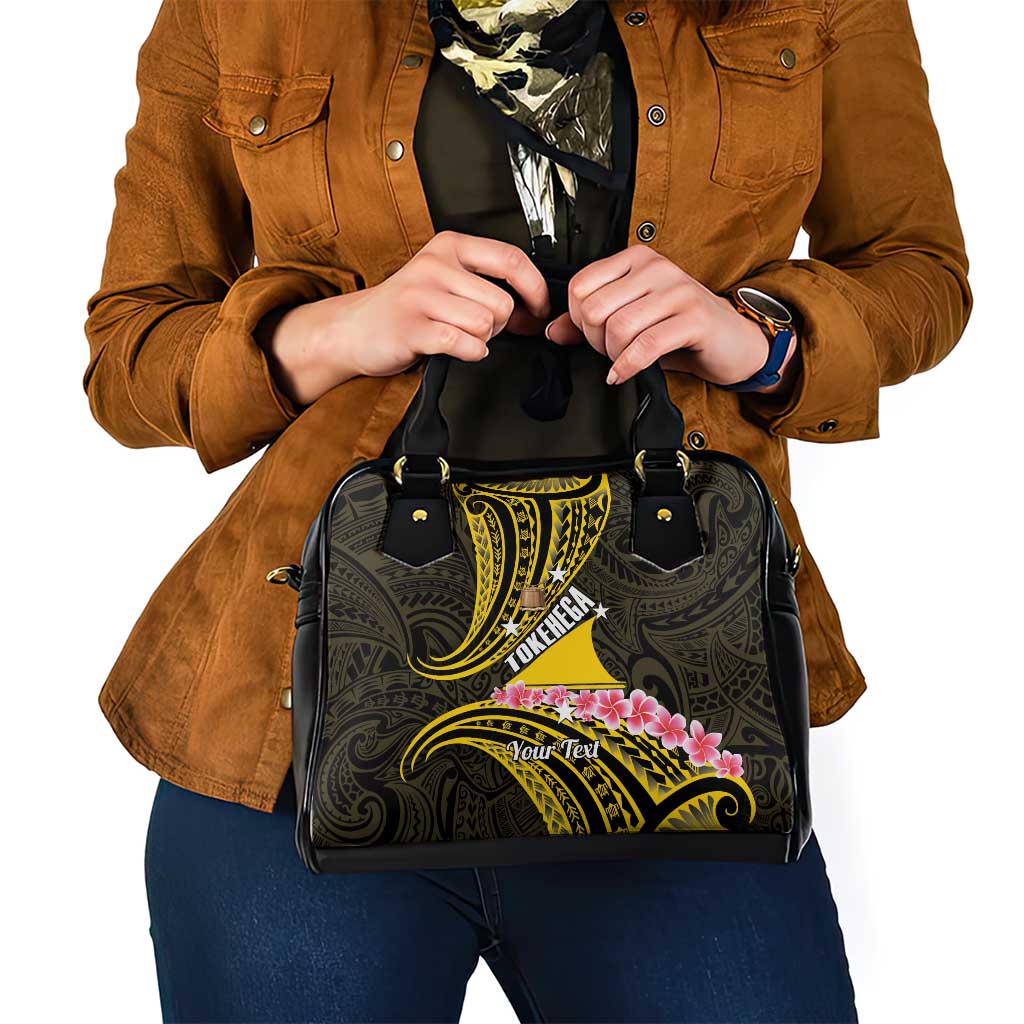 Personalised Tokelau Tokehega Day Shoulder Handbag Tokelauan Tatau Black Color - Polynesian Pride