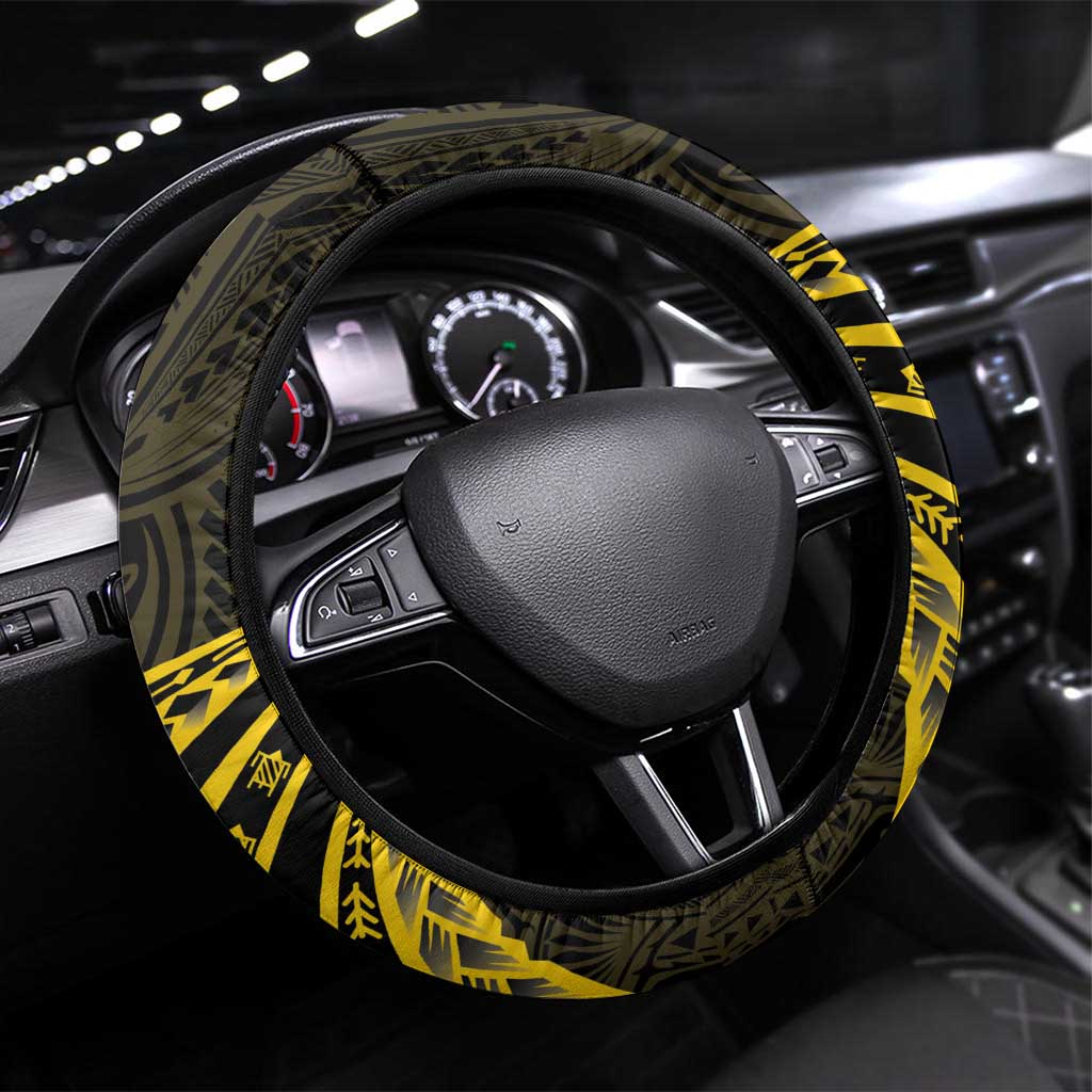 Tokelau Tokehega Day Steering Wheel Cover Tokelauan Tatau Black Color - Polynesian Pride