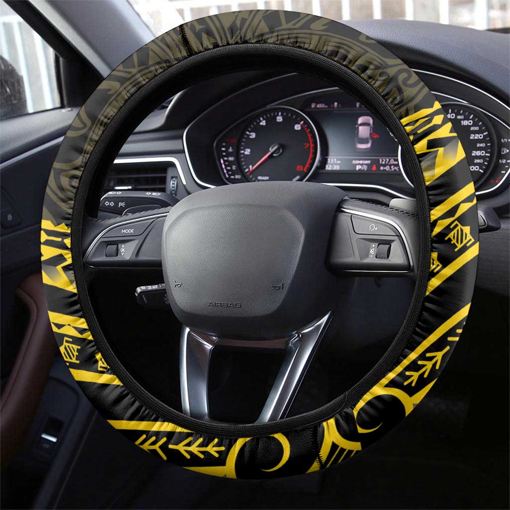 Tokelau Tokehega Day Steering Wheel Cover Tokelauan Tatau Black Color - Polynesian Pride