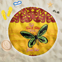 Personalised Tufi Tapa and Tattoo Festival Beach Blanket PNG Oro Butterfly Tapa Pattern - Polynesian Pride