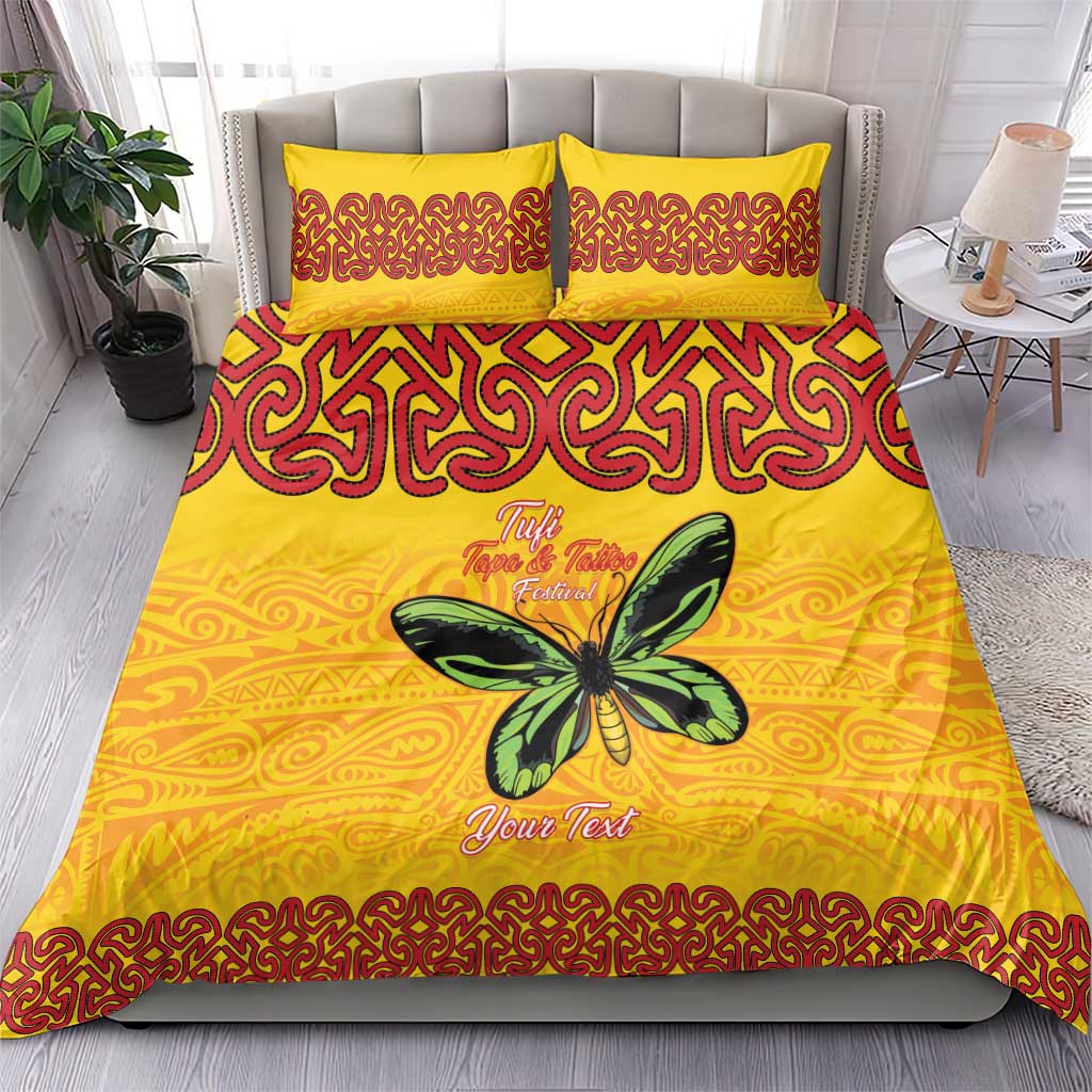 Personalised Tufi Tapa and Tattoo Festival Bedding Set PNG Oro Butterfly Tapa Pattern - Polynesian Pride