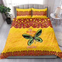 Personalised Tufi Tapa and Tattoo Festival Bedding Set PNG Oro Butterfly Tapa Pattern - Polynesian Pride