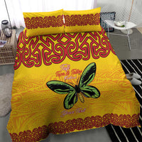 Personalised Tufi Tapa and Tattoo Festival Bedding Set PNG Oro Butterfly Tapa Pattern - Polynesian Pride