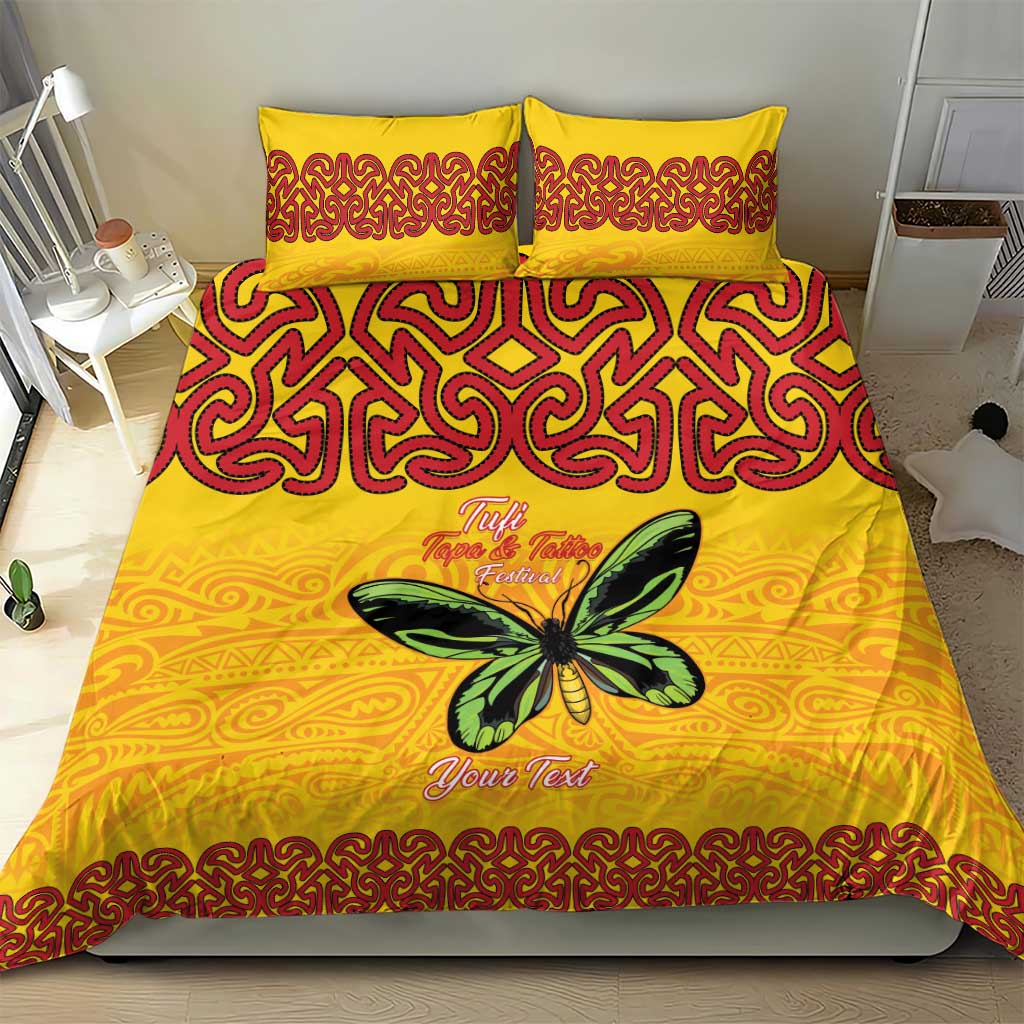 Personalised Tufi Tapa and Tattoo Festival Bedding Set PNG Oro Butterfly Tapa Pattern - Polynesian Pride