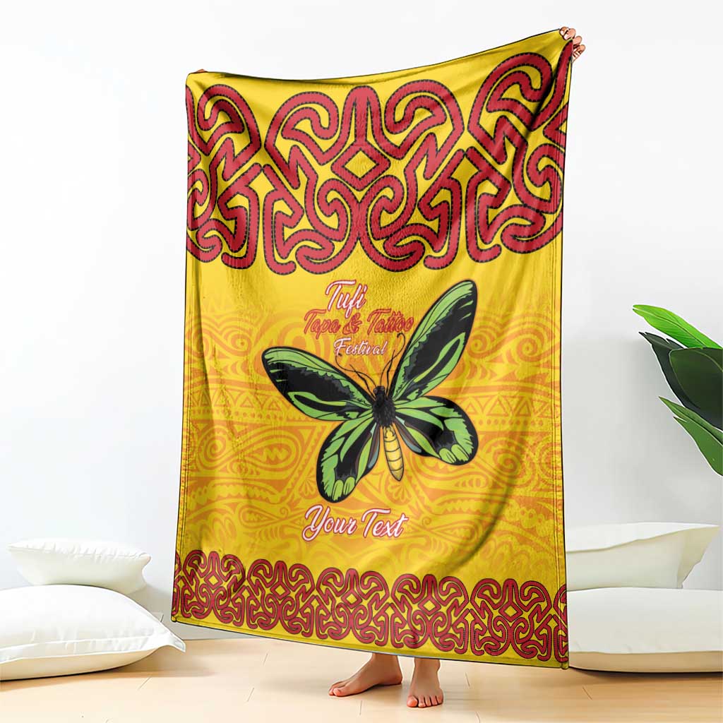 Personalised Tufi Tapa and Tattoo Festival Blanket PNG Oro Butterfly Tapa Pattern - Polynesian Pride