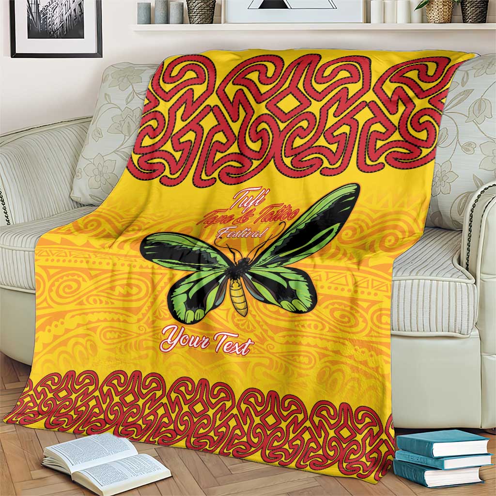 Personalised Tufi Tapa and Tattoo Festival Blanket PNG Oro Butterfly Tapa Pattern - Polynesian Pride